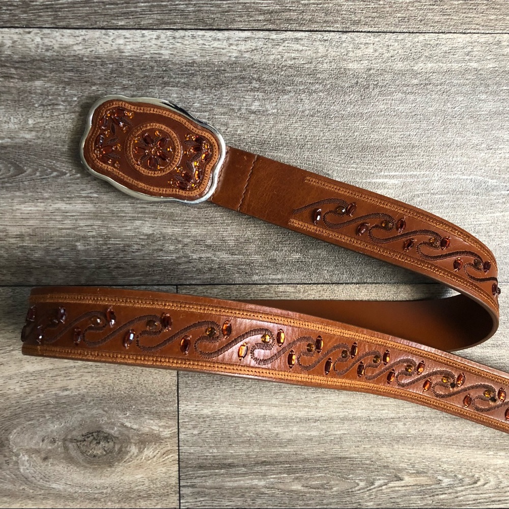 Brand New Jeweled Western Style Belt & Buckle